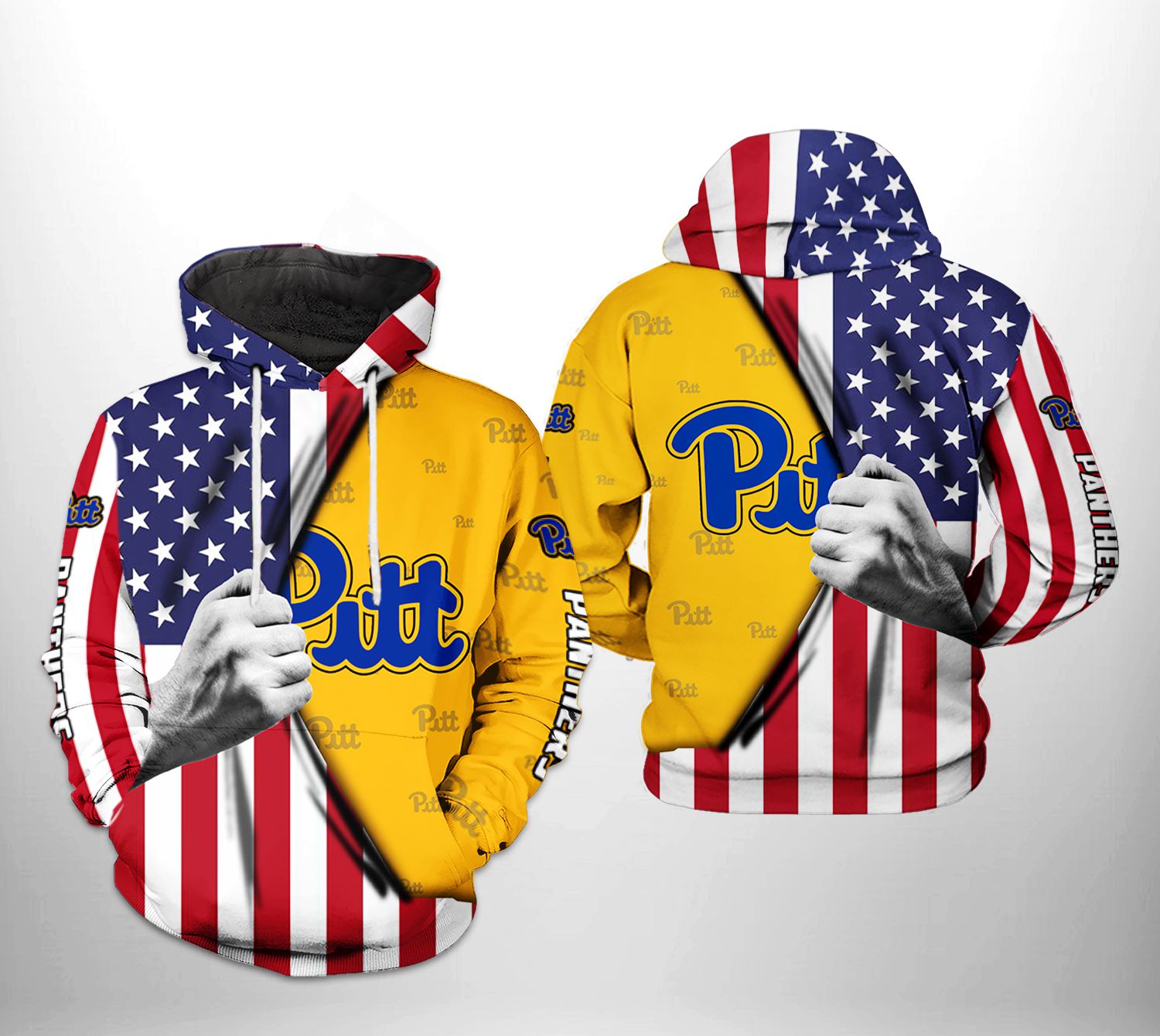 Pitt Panthers NCAA US Flag 3D Printed Hoodie/Zipper Hoodie Pitt Panthers NCAA US Flag 3D Printed Hoodie/Zipper Hoodie