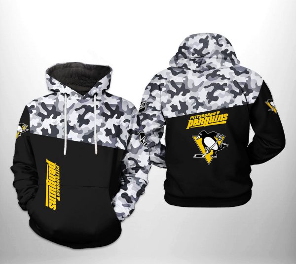 Pittsburgh Penguins NHL Camo Veteran 3D Printed Hoodie/Zipper Hoodie