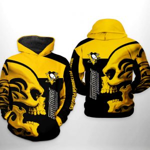 Pittsburgh Penguins NHL Skull 3D Printed Hoodie/Zipper Hoodie