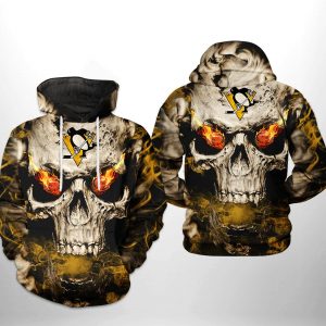 Pittsburgh Penguins NHL Skull 3D Printed Hoodie/Zipper Hoodie