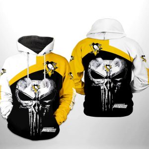 Pittsburgh Penguins NHL Skull Punisher 3D Printed Hoodie/Zipper Hoodie