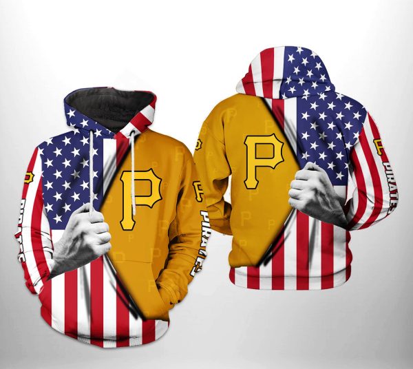 Pittsburgh Pirates MLB US Flag 3D Printed Hoodie/Zipper Hoodie