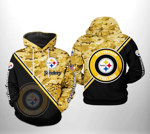 Pittsburgh Steelers NFL Camo Team 3D Printed Hoodie/Zipper Hoodie