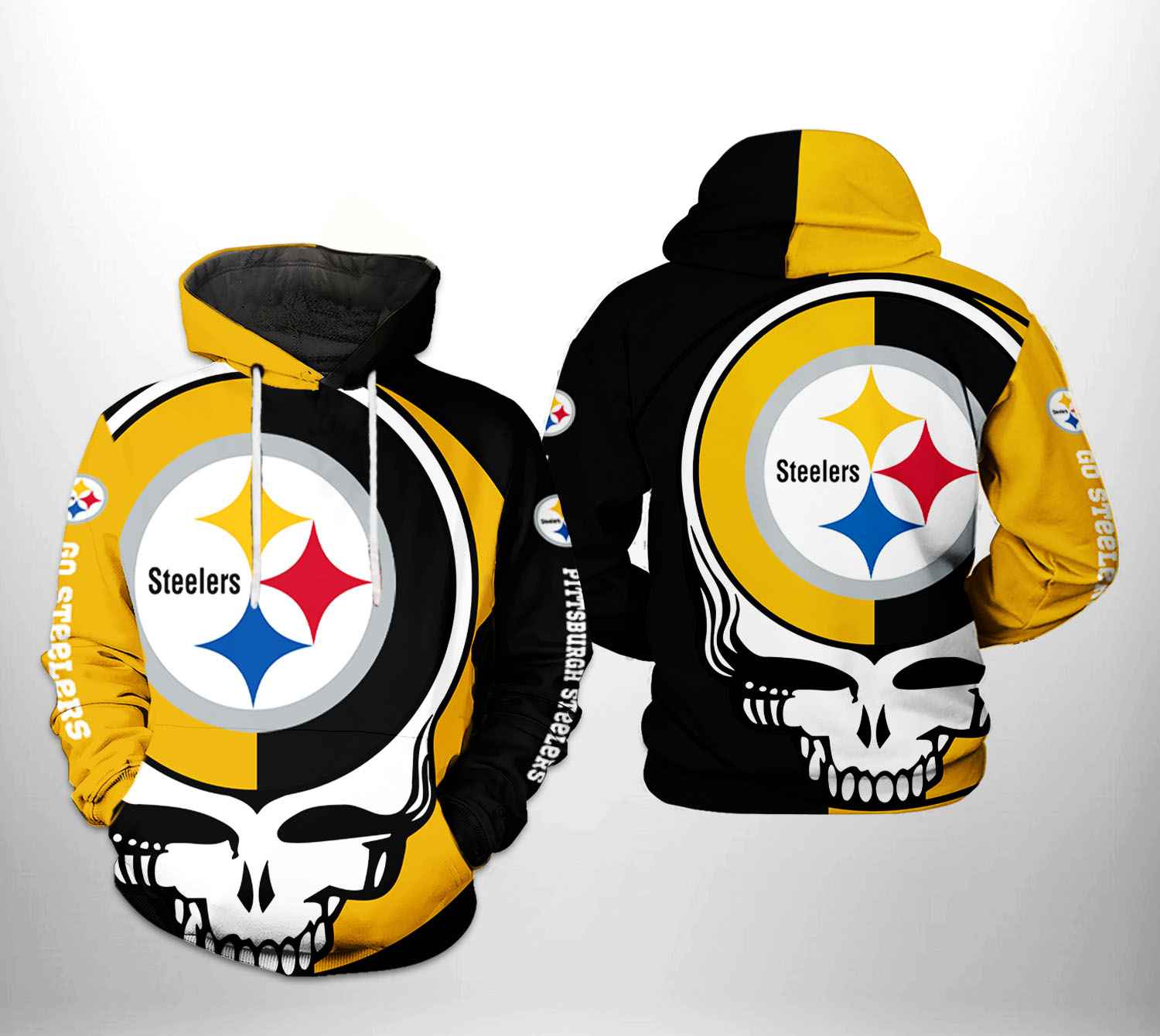 Pittsburgh Steelers NFL Grateful Dead 3D Printed Hoodie/Zipper Hoodie Pittsburgh Steelers NFL Grateful Dead 3D Printed Hoodie/Zipper Hoodie