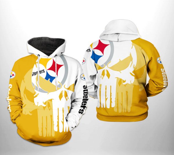 Pittsburgh Steelers NFL Team Skull 3D Printed Hoodie/Zipper Hoodie
