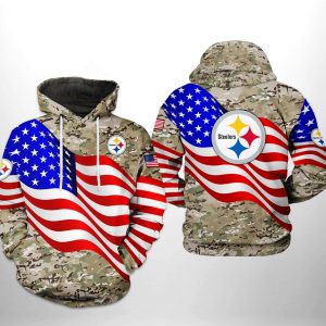Pittsburgh Steelers NFL US Flag Camo Veteran Team 3D Printed Hoodie/Zipper Hoodie