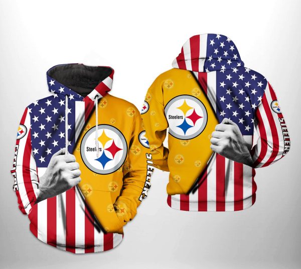 Pittsburgh Steelers NFL US Flag Team 3D Printed Hoodie/Zipper Hoodie