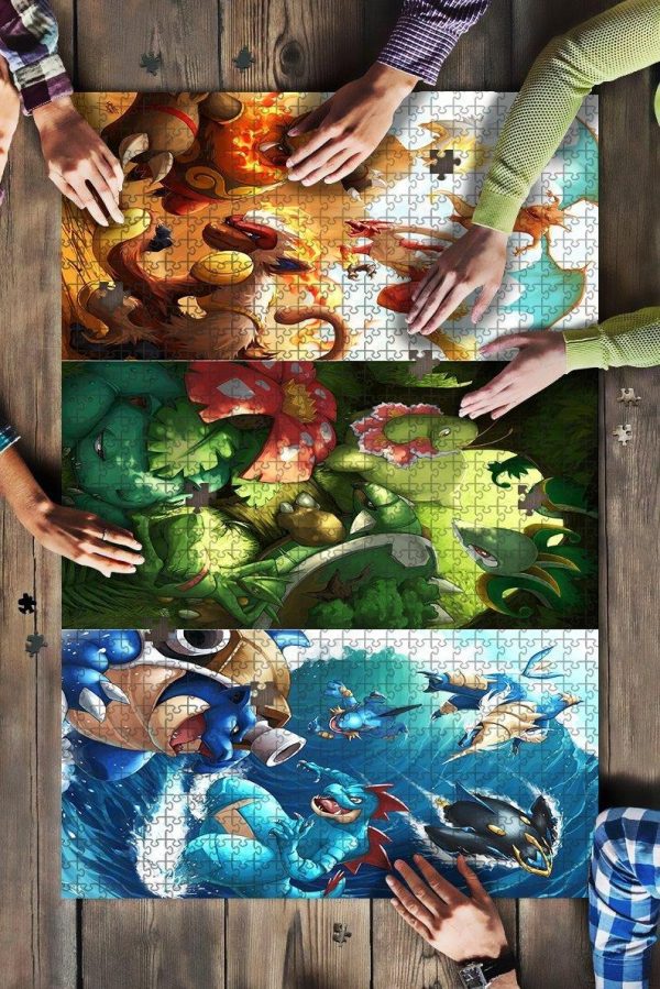 Pokemon Fire Grass Water Two Jigsaw Puzzle Set