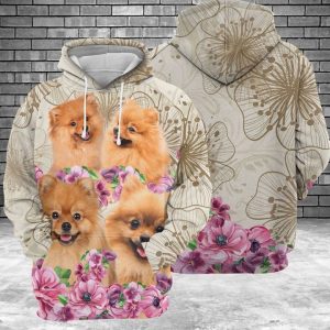 Pomeranian Flower 3D Printed Hoodie/Zipper Hoodie