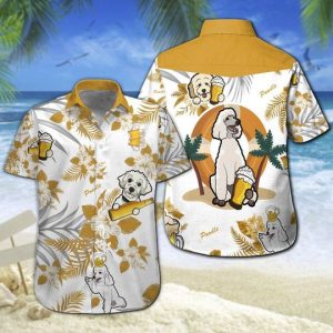 Poodle Beer Hawaiian Shirt Summer Button Up