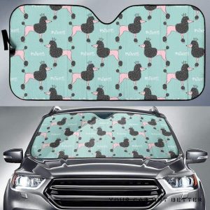 Poodle Dog Green Car Auto Sun Shade