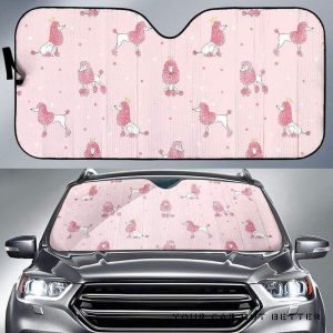 Poodle Dog Pink Color Theme Car Auto Sun Shade