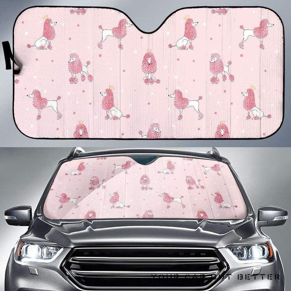 Poodle Dog Pink Color Theme Car Auto Sun Shade Poodle Dog Pink Color Theme Car Auto Sun Shade