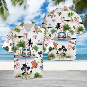 Poodle Vacation Hawaiian Shirt Summer Button Up