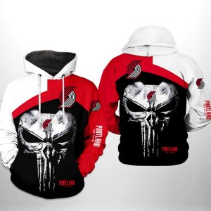 Portland Trailblazers NBA Skull Punisher Team 3D Printed Hoodie/Zipper Hoodie