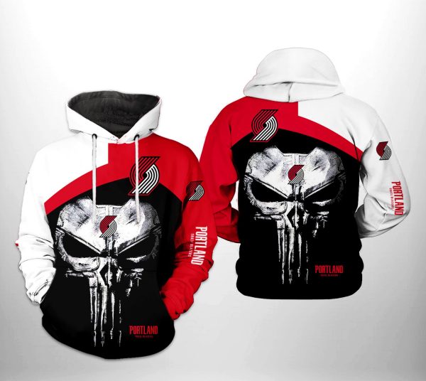 Portland Trailblazers NBA Skull Punisher Team 3D Printed Hoodie/Zipper Hoodie