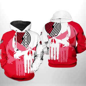 Portland Trailblazers NBA Team Skull 3D Printed Hoodie/Zipper Hoodie
