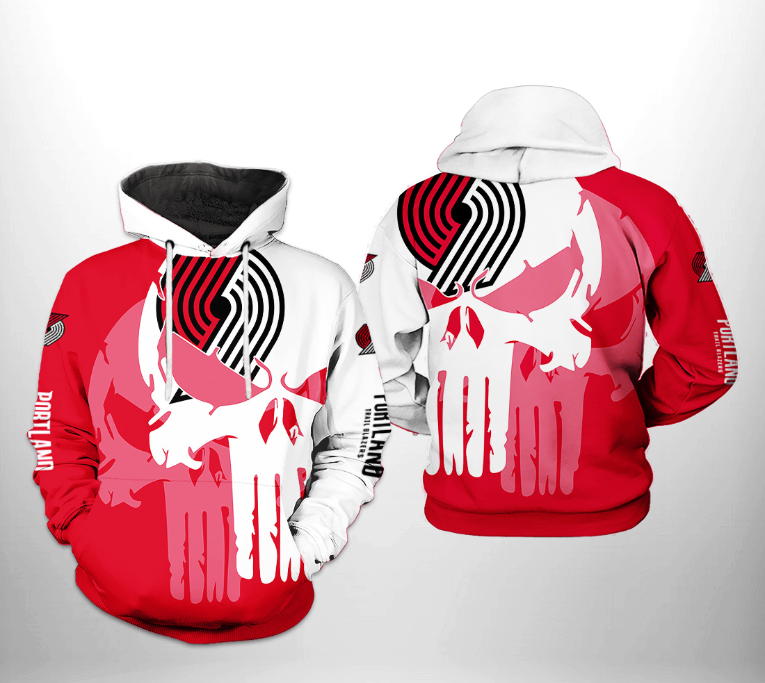 Portland Trailblazers NBA Team Skull 3D Printed Hoodie/Zipper Hoodie Portland Trailblazers NBA Team Skull 3D Printed Hoodie/Zipper Hoodie