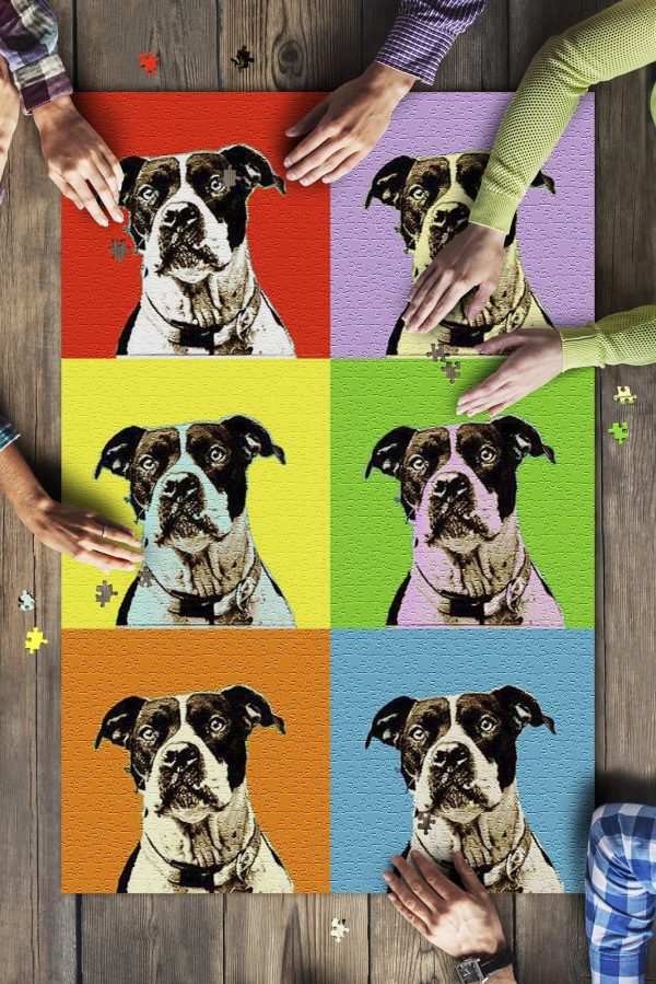 Portrait Of A Dog In Colorful Pop Art Jigsaw Puzzle Set