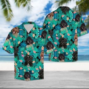 Portuguese Water Dog Tropical Hawaiian Shirt Summer Button Up
