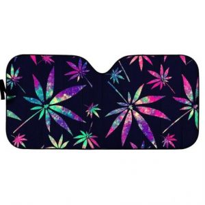 Pot Leaves Neon Tie Dye Car Auto Sun Shade