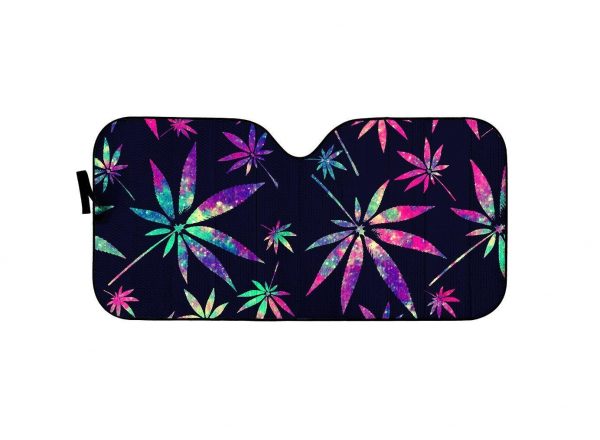 Pot Leaves Neon Tie Dye Car Auto Sun Shade Pot Leaves Neon Tie Dye Car Auto Sun Shade