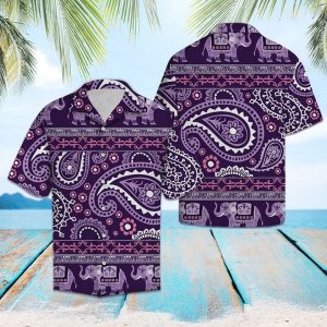 Psychedelic Elephant Hawaiian Shirt Summer Button Up
