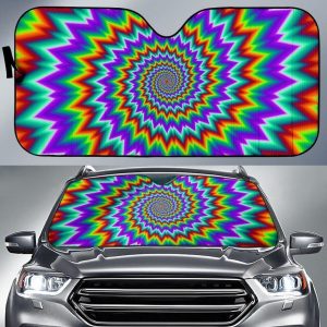 Psychedelic Spiral Optical Illusion Car Auto Sun Shade