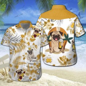 Pug Beer Hawaiian Shirt Summer Button Up
