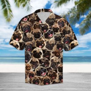 Pug Hawaiian Shirt Summer Button Up