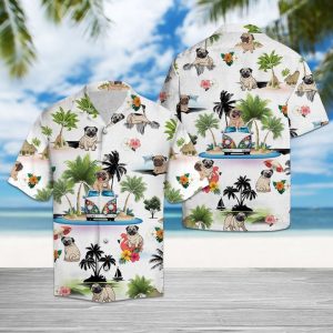 Pug Vacation Hawaiian Shirt Summer Button Up
