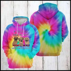 Puggle Tie Dye 3D Printed Hoodie/Zipper Hoodie