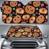 Pumpkin Flowers Spiderweb Halloween Theme Car Auto Sun Shade