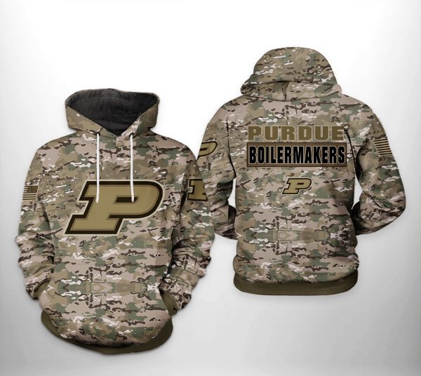 Purdue Boilermakers NCAA Camo Veteran 3D Printed Hoodie/Zipper Hoodie