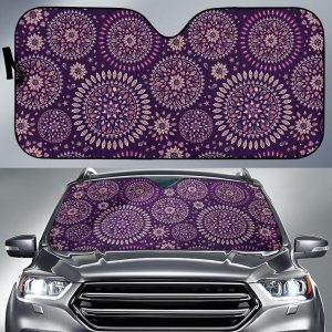 Purple Bohemian Mandala Car Auto Sun Shade