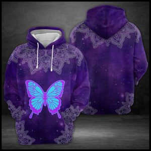 Purple Butterfly Mandala 3D Printed Hoodie/Zipper Hoodie