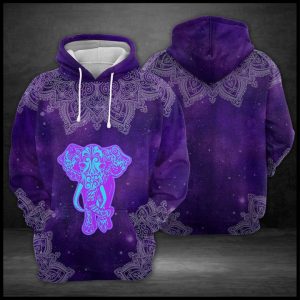 Purple Elephant Mandala 3D Printed Hoodie/Zipper Hoodie