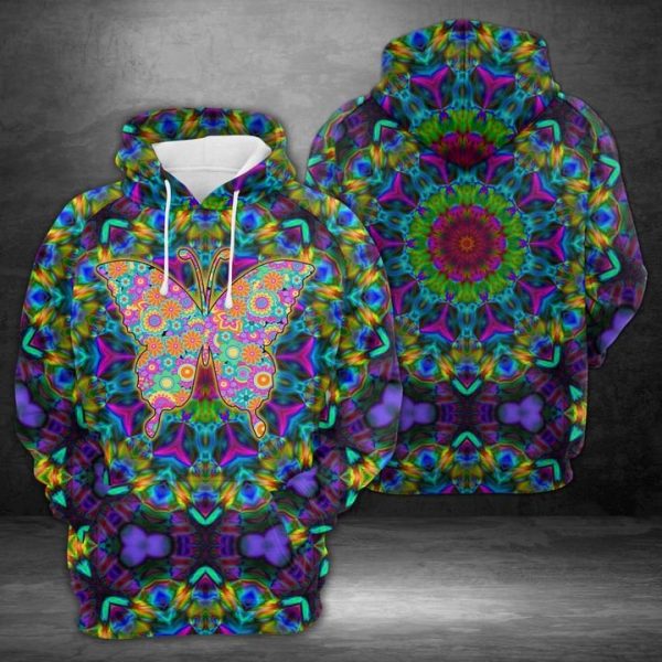 Purple Flower Butterfly 3D Printed Hoodie/Zipper Hoodie