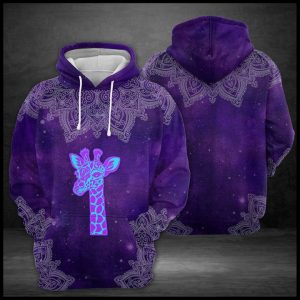 Purple Giraffe Mandala 3D Printed Hoodie/Zipper Hoodie