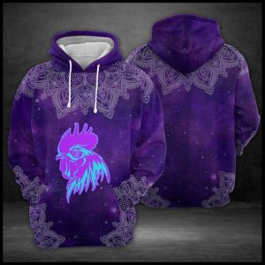 Purple Rooster Mandala 3D Printed Hoodie/Zipper Hoodie