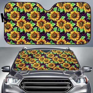 Purple Sunflower Car Auto Sun Shade