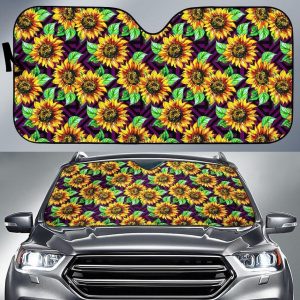 Purple Sunflower Car Auto Sun Shade