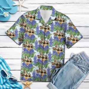 Purple Texas Bluebonnet Hawaiian Shirt Summer Button Up