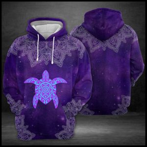 Purple Turtle Mandala 3D Printed Hoodie/Zipper Hoodie
