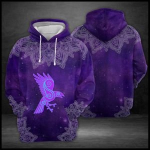 Purple Viking Raven Mandala 3D Printed Hoodie/Zipper Hoodie