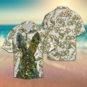 Rabbit Flower Hawaiian Shirt Summer Button Up