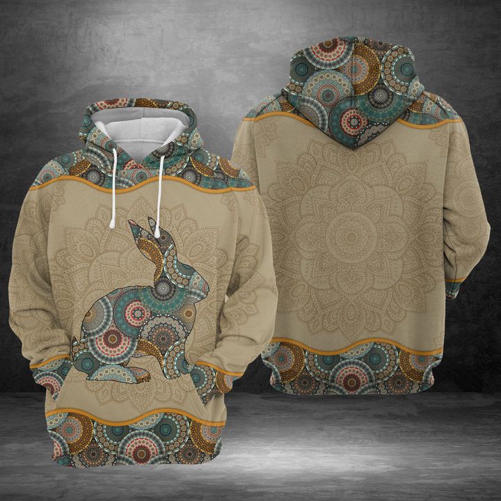 Rabbit Mandala 3D Printed Hoodie/Zipper Hoodie Rabbit Mandala 3D Printed Hoodie/Zipper Hoodie