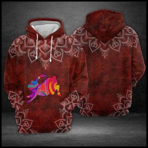 Rabbit Red Mandala 3D Printed Hoodie/Zipper Hoodie