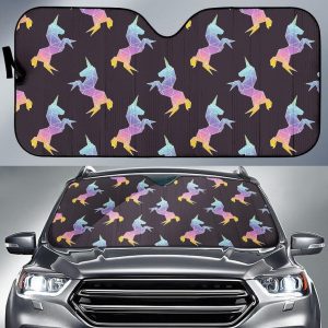Rainbow Origami Unicorn Car Auto Sun Shade