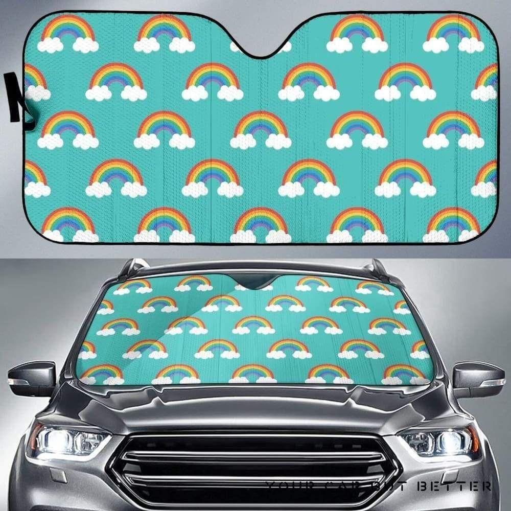 Rainbow Pattern Green Car Auto Sun Shade Rainbow Pattern Green Car Auto Sun Shade